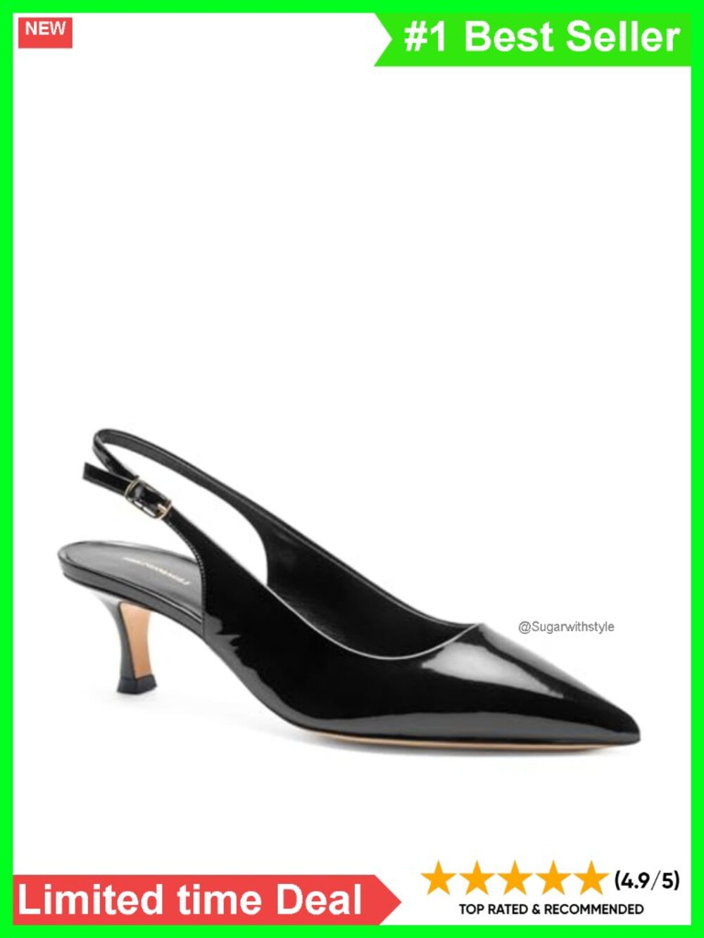Italian Patent Leather Slingback Kitten Heels Dress Pumps